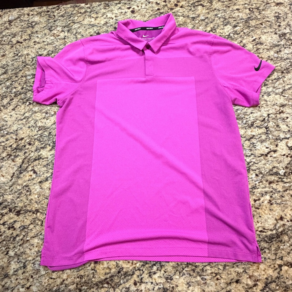 Nike Golf Mens Zonal Cooling Polo Shirt Magenta Pink Mesh Performance Medium ws